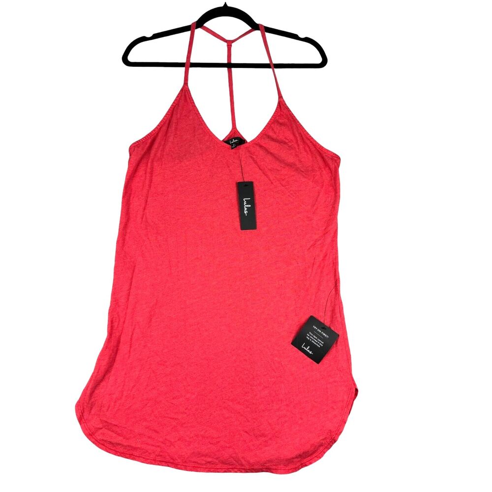 Lulus Top Women's Medium Red Mini Sleeveless Thrilled to Bits Washed Scoop Neck
